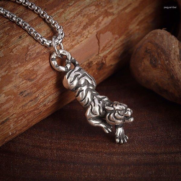 Pendentif Colliers Dominateur Argent Plaqué Tigre Collier Pour Hommes Dames Creative Animal Personnalité Mode Rock Accessoires En Gros