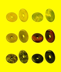 Collares colgantes Donutpi disco de piedra natural colgantes sin teñir para joyería de bricolaje cadena clave que hace accesorios decorationPendan2147840