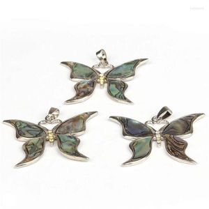 Hangende kettingen Doreenbeads Abalone Shell Pendants Zinklegering (lood nikkel veilig) Insect Silver Color Butterfly Dier Multicolor 50mmx45mm