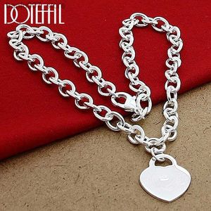 Pendentifs Colliers DOTEFFIL 925 argent sterling 18 pouces chaîne coeur carte pendentif collier adapté pour femmes hommes femmes mariage fiançailles mode bijouxQ240330