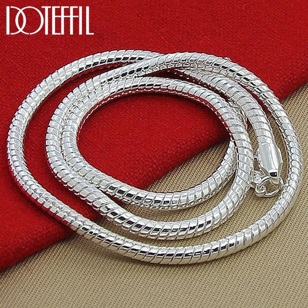 DOTEFFIL 925 Sterling Silver 16 18 20 24 22 24 26 30 Pouces 3mm Serpent Chaîne Collier Pour Femme Homme Mariage Fiançailles Bijoux 230710