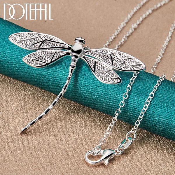 Pendant Necklaces DOTEFFIL 925 argent Sterling 40-75 cm chaîne grande libellule pendentif collier pour les femmes de mariage fiançailles fête bijoux de mode 231013