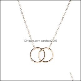 Collares colgantes Doble Círculo Simple Collar Geométrico Oro Sier Anillo Aleación Acero Inoxidable Joyería Regalo Drop Entrega 2021 Dhvnz