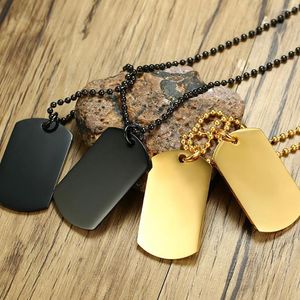 Colliers pendants doubles tags de chien personnalis￩s lisses bijoux bijoux cadeaux en acier inoxydable ￠ longue cha￮ne militaire arm￩e