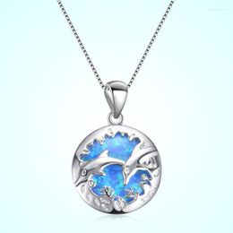 Pendentif colliers Double dauphin feu synthèse opale pendentifs Animal collier ras du cou femmes bijoux collier Colier Femme 2023