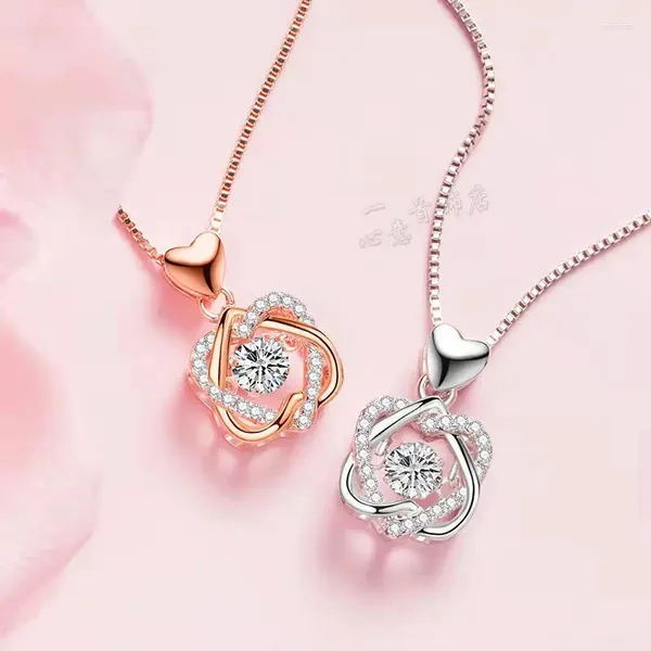 Colliers pendentifs Crystals de cœur double coeur luxe esthétique de la chaîne de clavicule à la mode bijoux coréen 2024 accessoires en gros