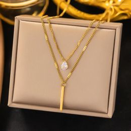 Colliers pendants Collier de zircon en cristal double couche pour femmes Génér