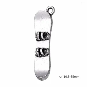 Pendentif Colliers Double nez en alliage de zinc antique plaqué argent skateboard sport planche à neige charmes pendentifs bricolage bijoux trouver