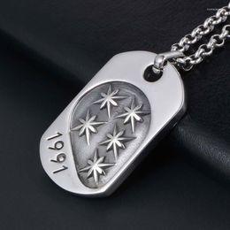 Hangende kettingen dubbele rijstbloemster leger ketting ketting heren roestvrijstalen ketting hiphop rock sieraden voor nek