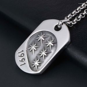 Pendentif Colliers Double Fleur De Riz Étoile Armée Marque Collier Hommes En Acier Inoxydable Chaîne Hip Hop Rock Bijoux Pour Le Cou