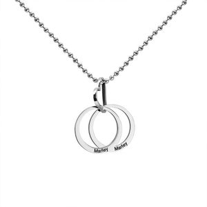 Hanger kettingen dubbele ring gesp gespiercirkel interlock slot sleutelbeen aangepaste naam datum tekst ketting hart voor vrouwen sieraden geschenkspender
