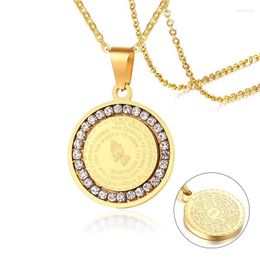 Pendentif Colliers Double Côtés Porter Bible Verset Collier De Prière Pour Femmes Hommes Pièce Chrétienne Prier Mains En Acier Inoxydable Bijoux