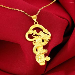 Hanger kettingen Dragon Design Women Men Chain Yellow Gold Color Fashion Solid Gift