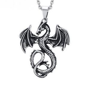 Pendentif Colliers Dragon Hommes En Acier Inoxydable Grand Collier Pendentifs Hip Hop Chaîne Bijoux Pour Cou Cadeaux Mâle AccessoiresPendentif