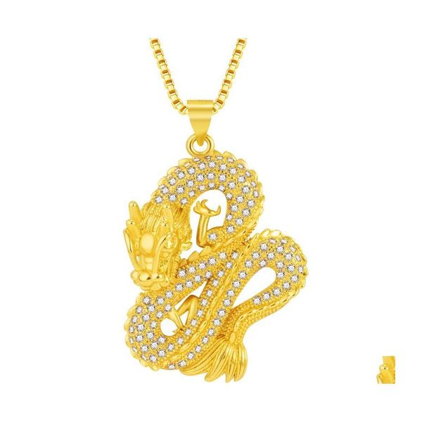 Pendentif Colliers Dragon Collier Mascotte Bijoux Symbole Chanceux Cadeau De Bon Augure Livraison Drop Pendentifs Dh2S1