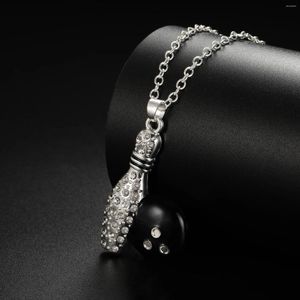 Colliers pendants Dreamtimes Bowling Collier en acier inoxydable Fashion Zircon Collier de bijoux pour femmes exquise