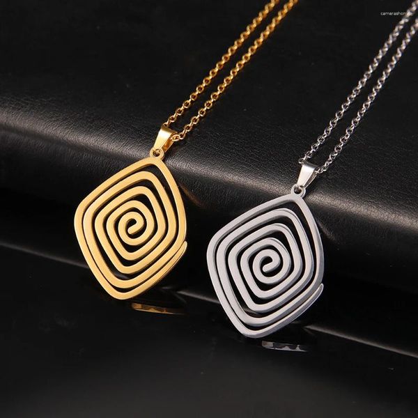 Collares colgantes Dreamtimes hecho a mano ahueca hacia fuera la línea encantadora collar de mujer joyería de acero inoxidable moda estilo geométrico regalo