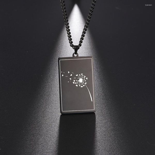 Colliers pendants Dreamtimes Dandelion Collier de fleurs séchées charme en acier inoxydable