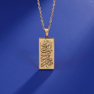 Pendentif Colliers Dreamtimes Exquis Rectangulaire Coran En Acier Inoxydable Collier Femmes Hommes Amulette Islamique Petit Musulman Bijoux Cadeau