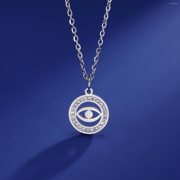 Pendentif Colliers Dreamtimes Mode Charme Collier Chance Evil Of Eye Blanc Strass Ras Du Cou En Acier Inoxydable Bijoux Pour Femmes