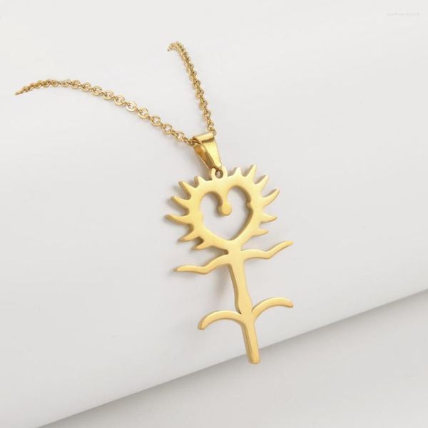 Pendentif Colliers Dreamtimes Tournesol Collier Romantique Amour Soleil Fleur En Acier Inoxydable Charme Chaîne Bijoux Cadeaux Pour Femmes Accessoires