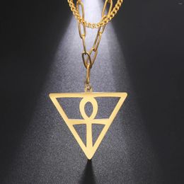 Colliers pendentifs Dreamtimes le signe de la vie croix pendentifs collier hiéroglyphes égyptiens Anka amulette Double chaînes en acier inoxydable hommes