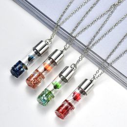 Hangende kettingen gedroogde bloem ketting handgemaakt glas wensen fles permanent behoud sieraden cadeau linkketen voor dameshanger