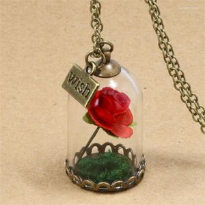 Pendentif Colliers Collier De Fleurs Séchées Souhait À L'amant Mode Verre Chandail Chaîne Pour Les Femmes Amour Cadeau Bijoux