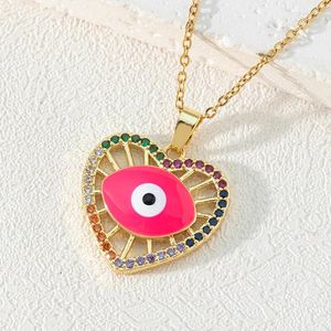 Colliers pendentif dégoulinant d'huile amour chaîne de cou colorée Ins collier d'oeil du diable turc