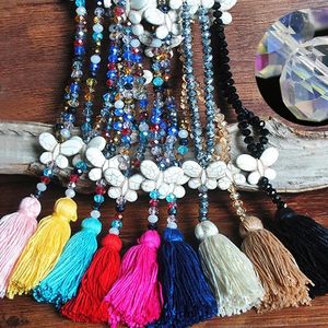 Colliers pendants Drop Bohemian Ethnique Boho Collier Crystal Perle Crystal Nature Pierre Putain Long Pull pour les femmes