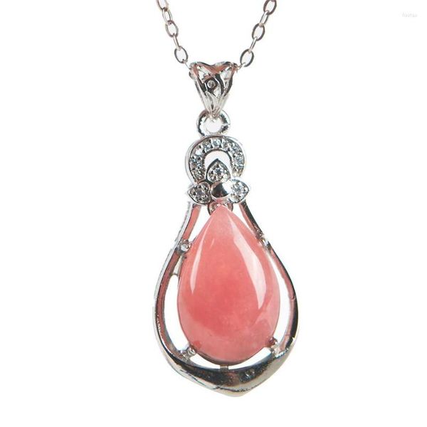 Les colliers pendentifs tombent authentique rouge naturel rhodochroose bijoux de mode Crystal Water Perle 17 12 5 mm