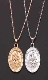 Colliers pendentifs Drop Handmade Mens Heavy St Christopher Collier Traveler Medallion Bible Jésus Protection Bijoux Baptême Gifts4787545