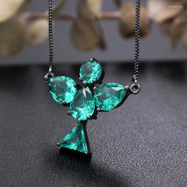 Pendentif Colliers Drop Collier pour femmes Cadeaux Guardian Angel Laiteux Vert Bleu Rose Zircon Cristal Bijoux de mariage CZ 2024