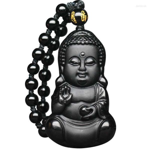 Pendentif Colliers Goutte Obsidienne Collier Perles Rideau Bijoux Gommage Noir Bouddha Pendentifs Transbordé