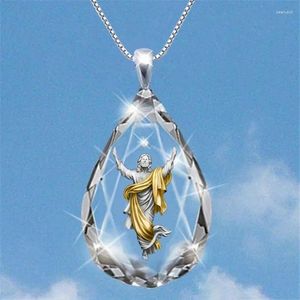 Collares colgantes Cristal en forma de gota JESÚS CLETLACE MATAL METAL METAL CRISTIANTE RELIGIOS