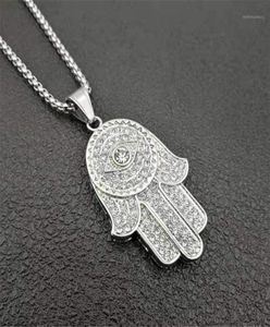 Colliers de pendentif Dropships Classic Hand of Fatima Hamsa Collier Pendants Silver Color Chain Palm State Bijoux pour Womendrop6826278