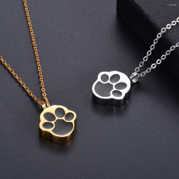 Pendentif Colliers Dropship Urne en acier inoxydable pour cendres chien animal de compagnie impression crémation bijoux souvenir mémorial avec kit de remplissage