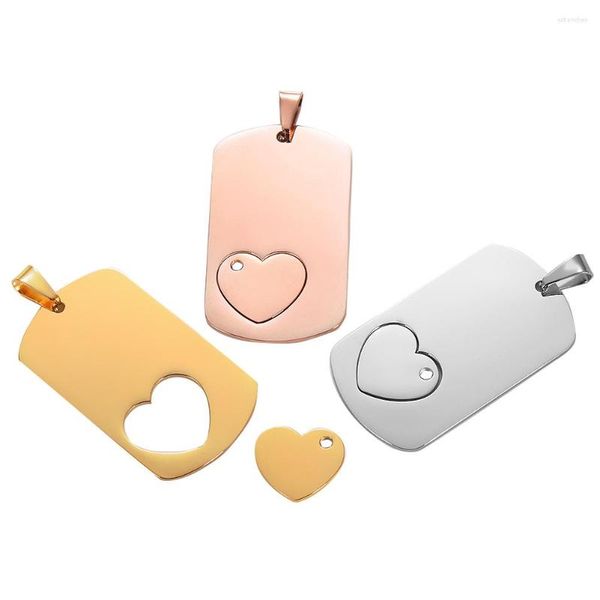 Pendentif Colliers Dropshiping En Acier Inoxydable ID Nom Étiquettes De Chien Vierges Miroir Poli Rectangle Amour Coeur Combinaison Collier Bijoux