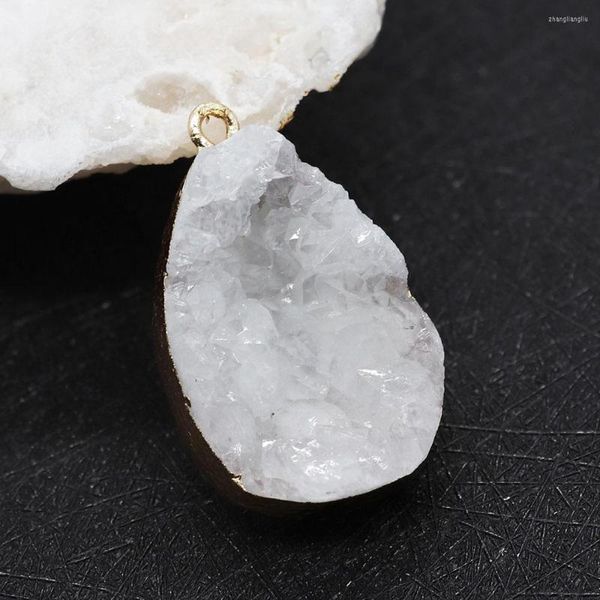 Collares colgantes Druzy Crystal Geode Colgantes de piedra natural Gota de agua En forma de pepita de cuarzo Encantos para la fabricación de joyas Collar de moda DIY