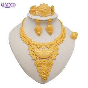 Hangende kettingen Dubai gouden kleur sieraden sets voor vrouwen Indiase oorrang ketting