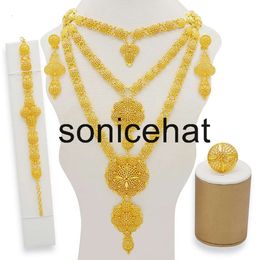 Collares colgantes conjuntos de joyas dubai collar de oro juego para mujeres africanas Francia Fiesta de bodas 24k Joyería Etiopía Regalos nupciales Pendientes