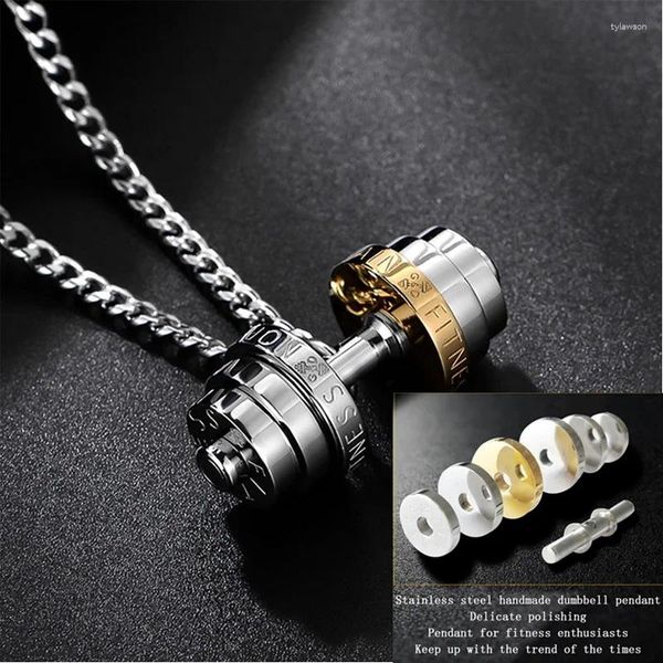 Pendentif Colliers Haltère Hommes Collier En Acier Inoxydable Couleur Couple Hip Hop Charme Chaîne Cadeau En Gros