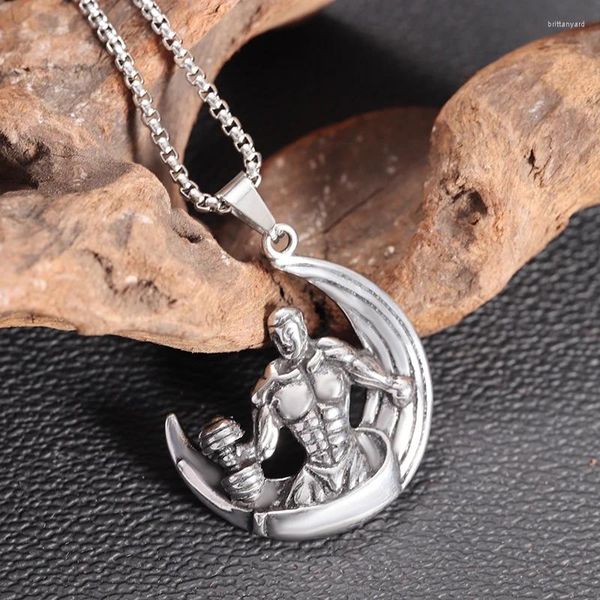 Pendentif Colliers Haltère Muscle Hommes Fitness Collier En Acier Inoxydable Charmes Bijoux Bodybuilding Cadeaux