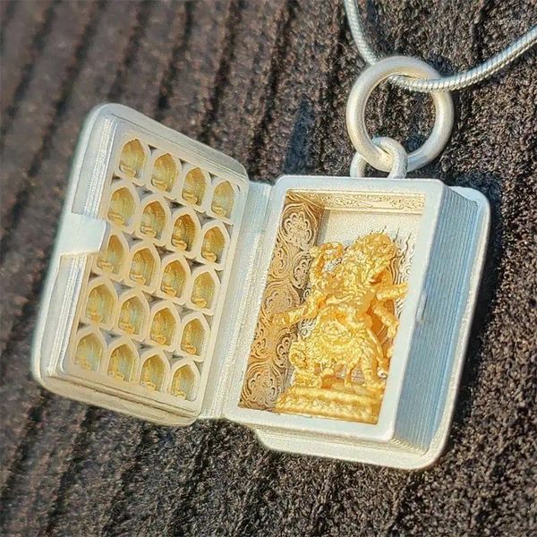 Colliers pendants Dunhuang Style Da Hei tian Cai Shen Scripture Livre Collier pour hommes Femmes Bouddhisme Bijoux Amulet