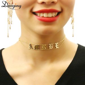 Hanger Kettingen Duoying Oud Engels Lettertype Aangepaste Naam Choker Brief Gepersonaliseerde Minimalisme Sierlijk voor Vrouwen 230825