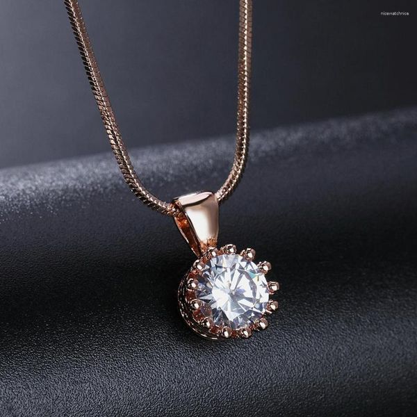 Pendentif Colliers DWN390 Couronne Cubique Zircon Pendentifs Pour Femmes Rose Or Couleur Marque De Mode Zircone Bijoux Nickel Gratuit