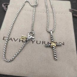 Hanger Kettingen DY Sieraden 925 Sterling Zilveren Kabel X Kruis Ketting 2024 Stylependientes Plata Kleur Charm Mode Athene