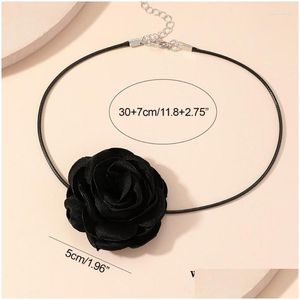 Hangende kettingen e0be mode wit zwart rode bloem ketting sieraden brandende romantische choker voortreffelijke kraag drop levering hangers dh2a8