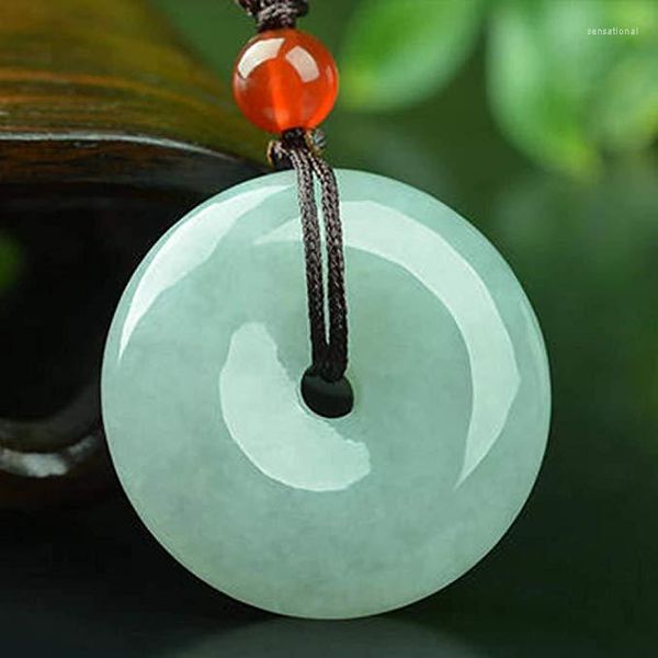 Pendentif Colliers EASTCODE Charmant Cercle/Donut/Pièce de Monnaie Vert Jade Véritable Certifié Grade A Jadéite Chance Collier