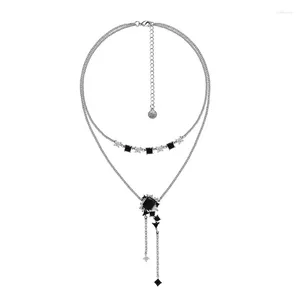 Pendentif Colliers Eetit Haute Qualité Zircon Verre Double Couches Empilées Gland Goutte Chaîne Collier Collier De Luxe Exquis Bijoux Fête